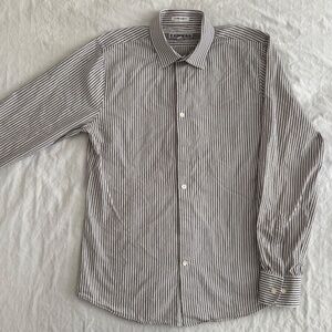 Express Men’s Medium Extra Slim Fit Dress Shirt | Striped Spread Collar